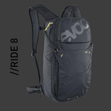 Велорюкзак EVOC RIDE 8 л чорний з гідраційною системою 2 л, вентиляція AIR-PAD, органайзер для спорту і туризму