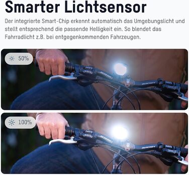 Набір велосипедних світлодіодів ANSMANN - безпечне освітлення, акумуляторний, вологостійкий, 50 Lux