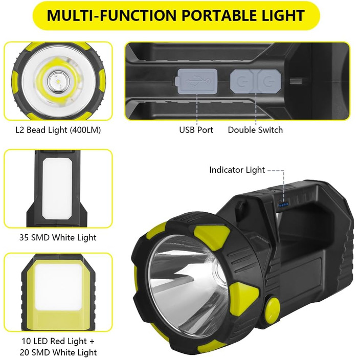 Ліхтар кемпінговий LED Flintronic 1000 люмен, перезарядний, 8 режимів, водонепроникний, powerbank 3600mAh, чорний