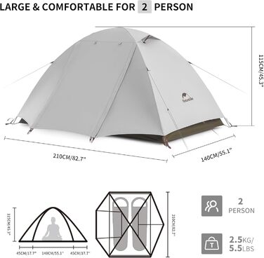 Намет Naturehike Cloud Creek 2-3 особи, ультралегкий, водонепроникний, для кемпінгу та трекінгу, білий