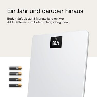 Withings Body — Wi-Fi вага з відстеженням ваги та ІМТ, цифрова підлогова вага з синхронізацією через Bluetooth або Wi-Fi, біла