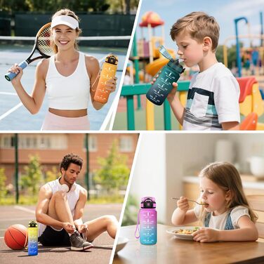 Фляга для води Motswedi з трубочкою, 1500 мл, BPA-Free, спортивна, не протікає, для фітнесу, школи, подорожей, офісу, жовтогаряча. Також доступна 500 мл рожево-блакитна