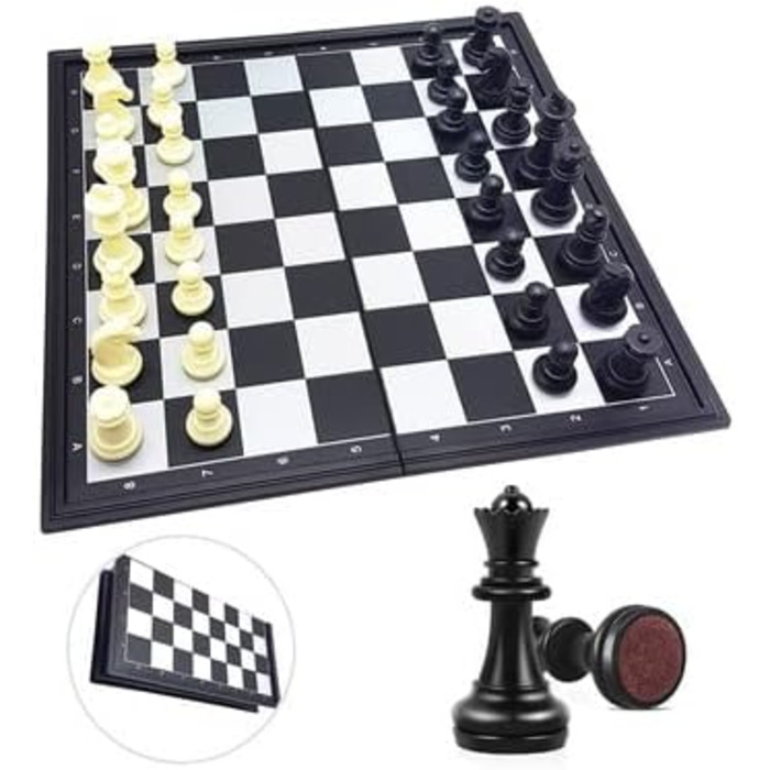 Lexibook Chessman Classic – магнітна складна шахова дошка, 32 фігури, сімейна настільна гра, чорний/сріблястий, CGM320