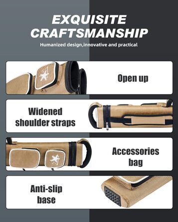 Кейс для більярдних київ CRICAL, 2 x 2 жорсткі кишені для снукеру, з штучної шкіри/оксфордської тканини, жовтий