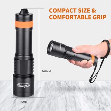 Ліхтар під водою Orcatorch D700: 1700 люмен, глибина до 150 м, акумулятор 21700