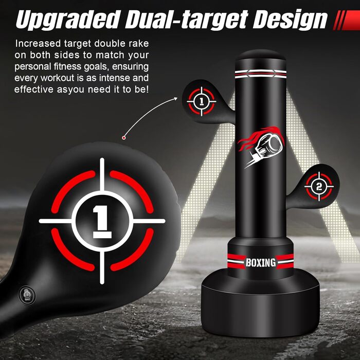 Стенд-боксерський мішок NZQXJXZ для дорослих 180 см з рукавичками, насосом, скакалкою та м'ячем для рефлексів. Ідеально для MMA та фітнесу