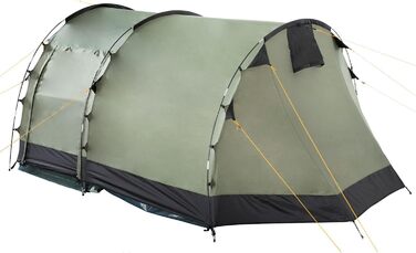 Намет CampFeuer Super+ для 4 особи: великий тунельний намет з 2 входами та тамбуром | Водонепроникний намет 3000 мм для кемпінгу, сімейного відпочинку та груп | Оливковий/Чорний