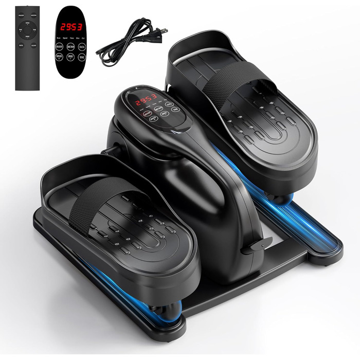 MOMODA Міні електричний тренажер для дому, компактний еліптичний тренажер під стіл, дисплей, 12 швидкостей, тихий та портативний, для дорослих та людей похилого віку