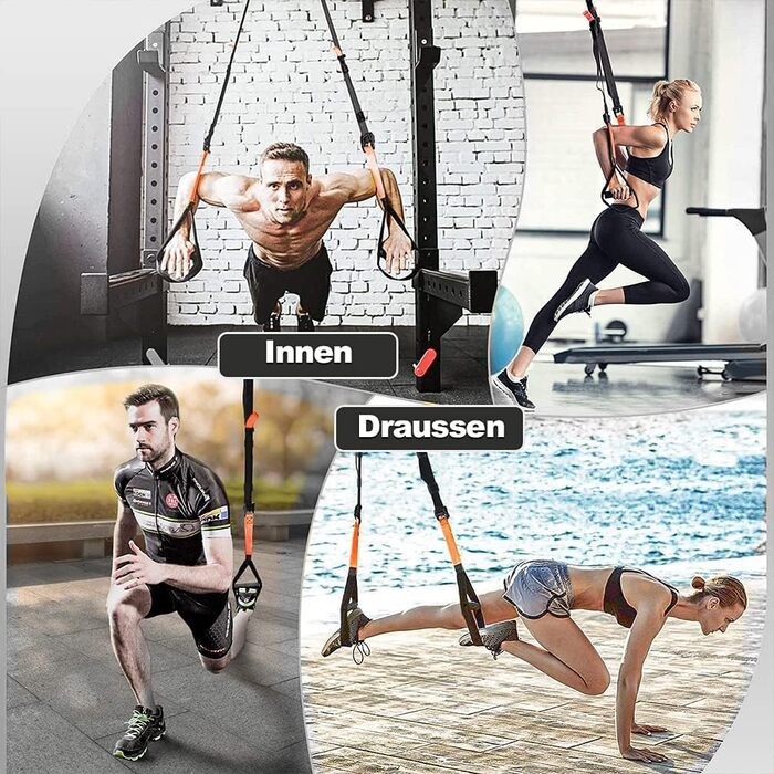 Тренажер-петлі RHINOSPORT для фітнесу з дверним анкером, регульований, для дому та вулиці, жовтий
