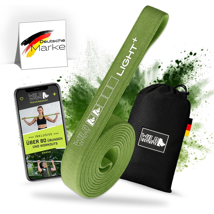 Набір еластичних стрічок для фітнесу Wild Instincts (5 шт.) з ручками та фіксатором для дверей (Light+)