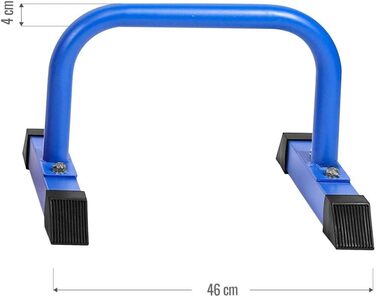 Паралети для фітнесу GORILLA SPORTS, низькі, набір 2 шт., 46x39x30 см, до 200 кг, нековзні, сталь, бруси для віджимань, дипів і стійки на руках, сині, для кросфіту та каллістеніки