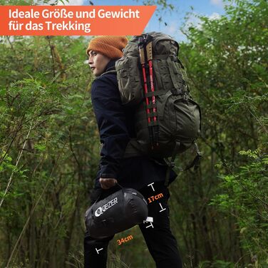 Спальний мішок пуховий зимовий, 600FP+ Premium, 12°C - -24°C, легкий та теплий, 3-4 сезони, для кемпінгу, трекінгу, чорний