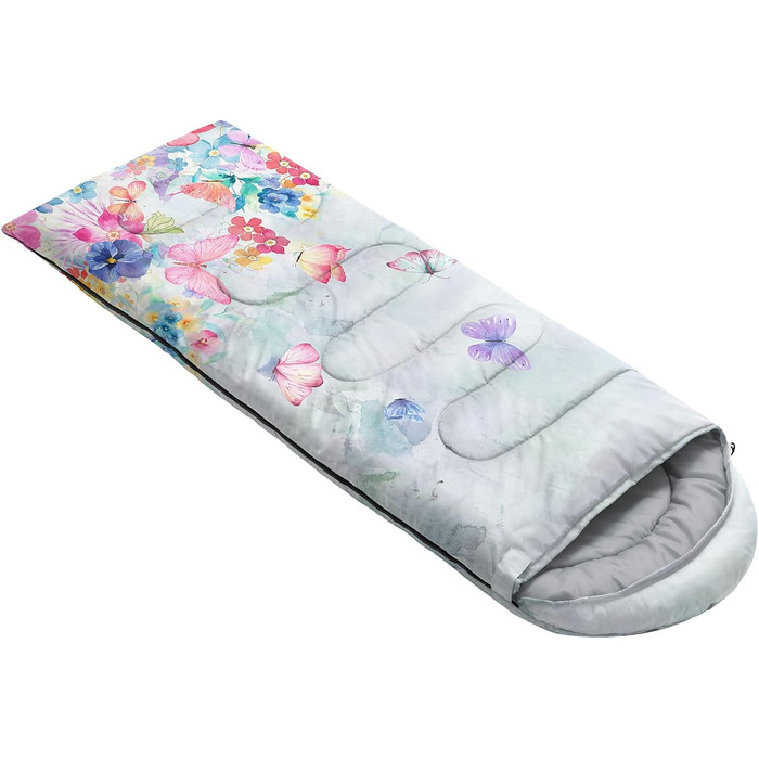 Спальний мішок HOSIMA з принтом футболу, для холодного клімату, дорослий, дитячий, водонепроникний, для кемпінгу, піших прогулянок, подорожей, полювання, компресійний мішок (квіти)