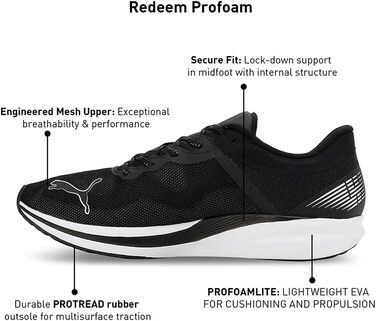 Кросівки футбольні PUMA Unisex Redeem Profoam, 40.5 EU, Puma Black/Puma White