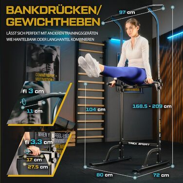 Силова вежа TREX SPORT TX-060PR, турнік, бруси, багатофункціональна станція для підтягувань і віджимань, вільностояча