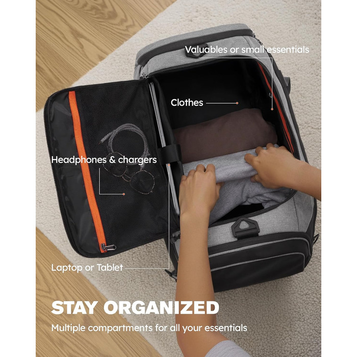 Спортивна сумка Tolaccea 47L з відділенням для взуття та мокрих речей - рюкзак, сумка для подорожей, фітнесу, тренувань (Сірий)