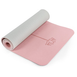 Килимок для йоги та пілатесу Parfait Pink & Gray 0.6 см, антиковзкий, екологічний, для дому та тренувань, з сумкою для зберігання та транспортування 72x24