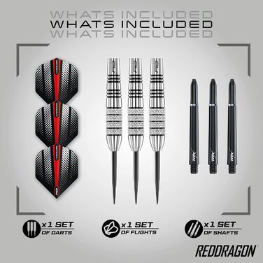 Дротики RED DRAGON Sidewinders Flightmaster з вольфраму 30 г з оперенням і стрижнями, 25г, 27г або 30г