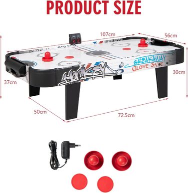 Тік-хокей HOMASIS 42'' з LED-рахунком: стіл для гри з 2 шайбами та 2 ручками, для дітей та дорослих