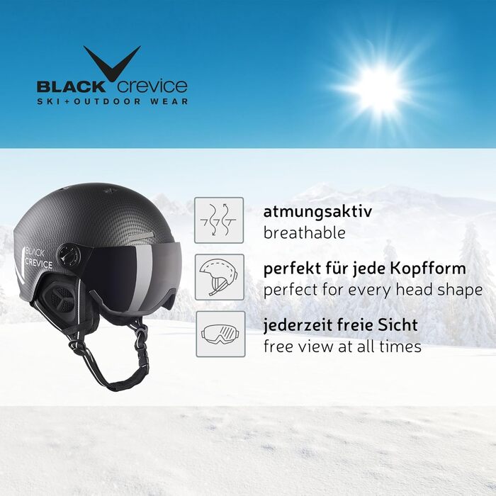 Гірськолижний шолом з візором BLACK CREVICE Kaprun, унісекс, регульований, дихаючий, стиль пілота, для сноуборду та лиж
