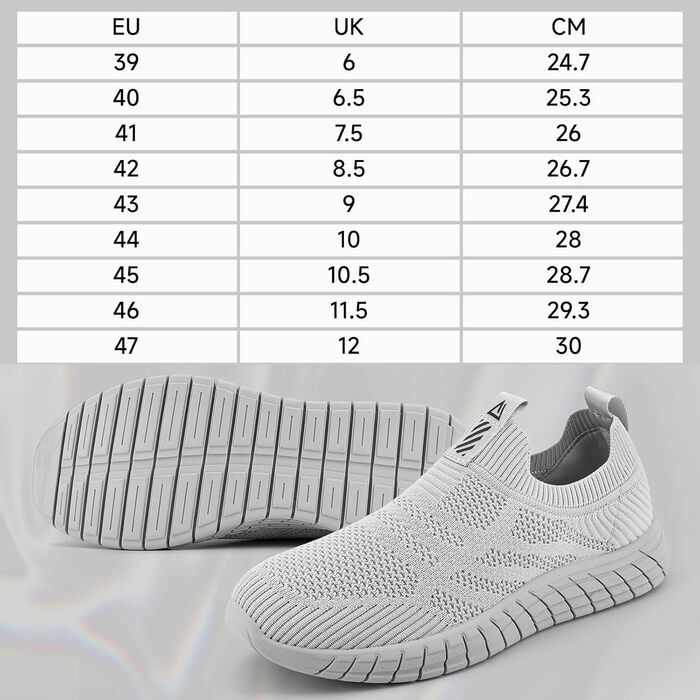 Сліпони чоловічі без шнурівки, спортивні кросівки сірого кольору, дихаючі, для ходьби та бігу, розмір 45 EU