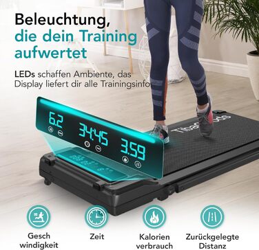 Біговий тренажер TiBa для дому - Walking Pad з нахилом [3 рівня, до 6%] - біговий килимок [макс. 100 кг, макс. 6 км/год] - ідеально підходить для столу, офісу або вітальні [125x55 см]