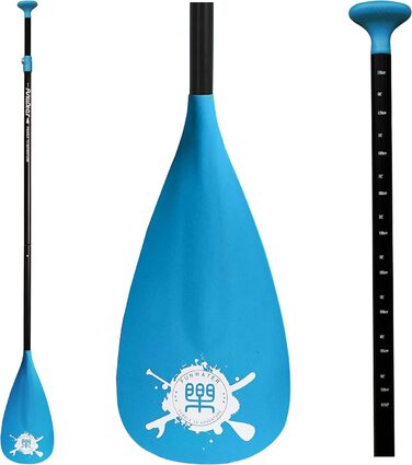 Весло для SUP FunWater, 3-секційне, регульоване, легке, плаваюче, з посиленими нейлоновими лопатями, синє