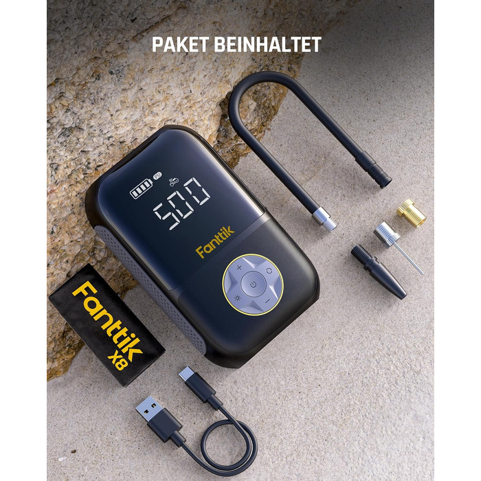 Електричний насос-компресор Fanttik X8 Mini, 150 PSI, портативний, з LCD-екраном, для авто, велосипедів, мотоциклів та м'ячів