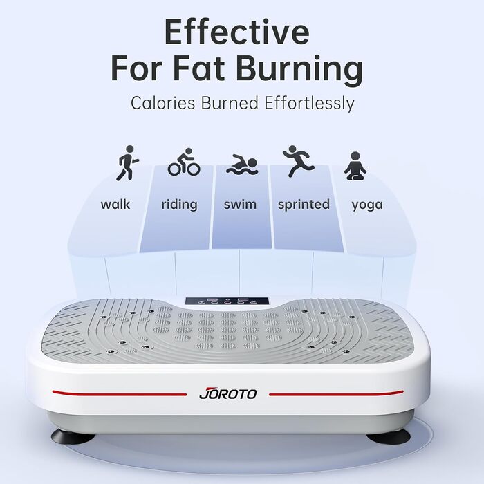 Платформа для вібраційного тренування JOROTO JV30 | Комплексне тренування вдома | 9 режимів вібрації | 99 рівнів інтенсивності | з еластичними стрічками та пультом дистанційного керування | Максимальне навантаження 150 кг | для схуднення та тонусу | Білий