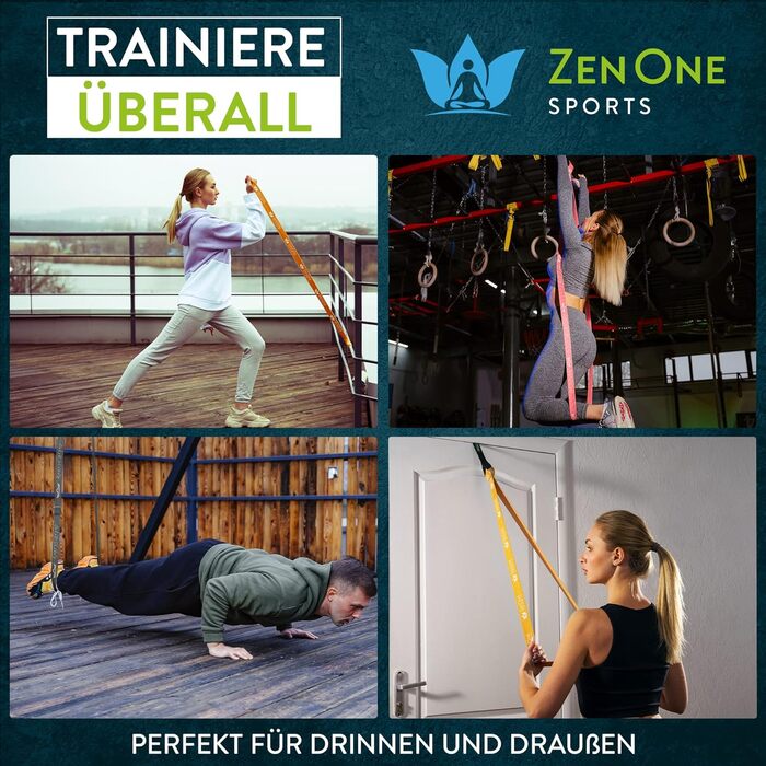 Набір еластичних стрічок для фітнесу ZenOne Sports® - 5 рівнів опору | Стрічки для силових тренувань вдома та в подорожах | Спортивні гумки для фітнесу