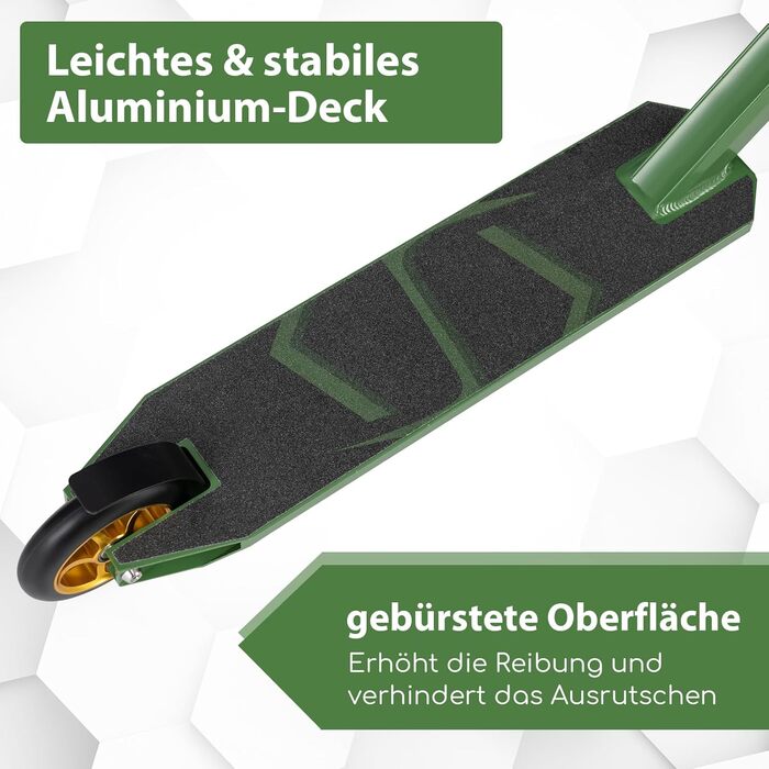 COSTWAY Стантер скутер з 360° поворотом, колеса 110 мм PU, підшипники ABEC-7, алюмінієва дека, вантажопідйомність 100 кг, для дітей від 10 років (зелений)