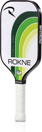 Професійна ракетка для піклболу ROKNE Curve Classic з фіброволокна, USAPA сертифікована, ProGrit текстура для максимального спіну і потужності, з чохлом (лаймова)