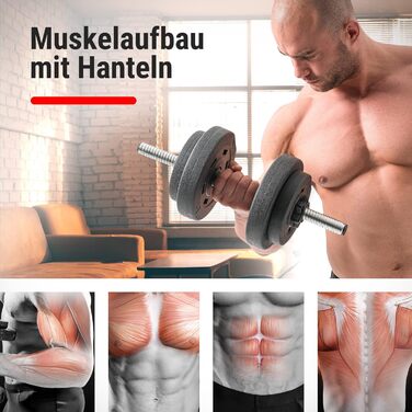 Набір гантелей Hop-Sport 20 кг / 40 кг, 2 шт. з штангою 30 мм, з різьбовим затискачем, рифлена поверхня