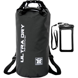 Водонепроникна сумка Ultra Dry Adventurer 20 л, чорна: для каякінгу, риболовлі, кемпінгу та інших водних активностей
