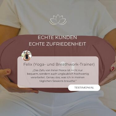 Зафу для медитації Inner Peace | Йога подушка з екологічної дінкової наповнювачем | Подушка для медитації напівмісяця | Зроблено в Німеччині | Зручний знімний чохол з 100% органічної бавовни (лісова полуниця)
