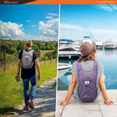 Рюкзак SKYSPER для чоловіків 20L, складаний, для туризму, компактний деньпак, для кемпінгу, походів, ліловий