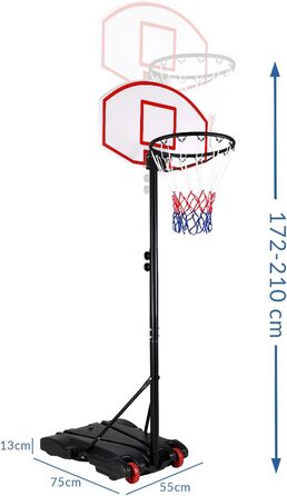 Баскетбольний щит Sportana, висота 179-209 см, регульований, з опорою 30 кг, для вулиці
