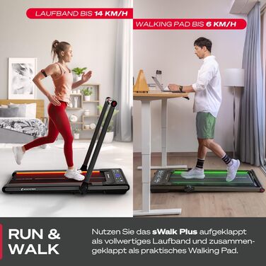 Біговий тренажер Sportstech sWalk Plus – складний, Bluetooth, LED дисплей, змащення, швидкість до 12 км/год