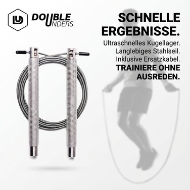 Стрибкове канат Springseil Speed Rope: регульований, для CrossFit, боксу, фітнесу, металеві ручки (срібний)