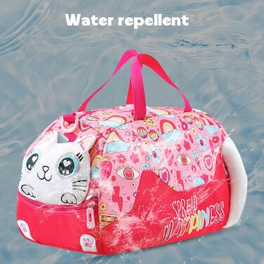 Дитяча спортивна сумка для плавання та подорожей, водонепроникна сумка для басейну, футболу та фітнесу (Світло-рожева, з котом)