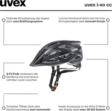 Велосипедний шолом Uvex i-vo cc для жінок і чоловіків, легкий, регульований розмір, з можливістю встановлення LED-ліхтаря