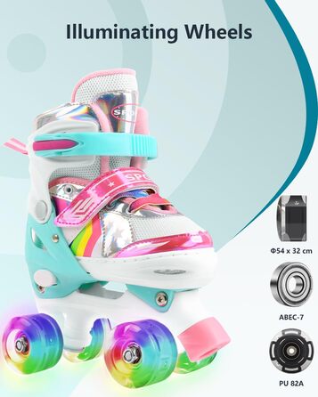 Дитячі ролики Ceestyle Verstellbare з регульованим розміром, світлові колеса, для хлопчиків та дівчаток, розмір 27-37 (4 розміри), рожеві