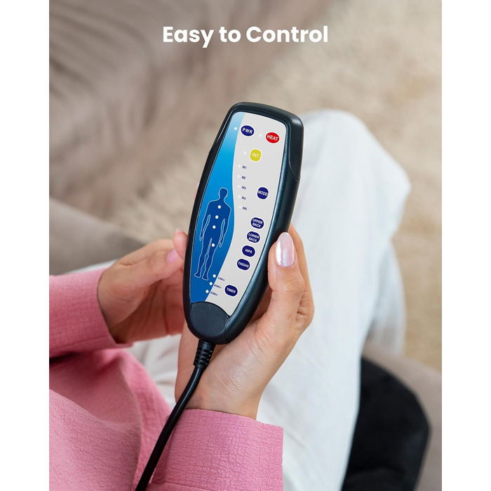 Масажне сидіння Comfier з підігрівом та вібрацією для спини та шиї. Крісло для релаксації, масажер для дому та офісу. Подарунок для жінок, чорний