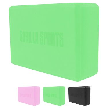 Йога-блок GORILLA SPORTS для йоги та пілатесу, протиковзкий EVA-пінопласт, 23,5 x 15 x 8 см, зелений