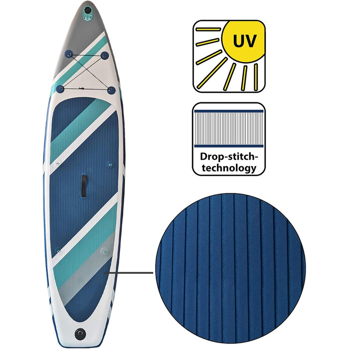 Надувна SUP-дошка ALPIDEX 320x76x15 см, комплект: весло, насос, плавці, ремінь, ремкомплект, сумка, до 200 кг