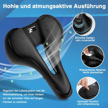 Deedlite велосипедне сідло Premium Universal Pro 3.0 – ортопедичне м'яке сідло з піною Memory Foam для комфортної безболісної їзди, універсальне для міських, трекінгових і гірських велосипедів