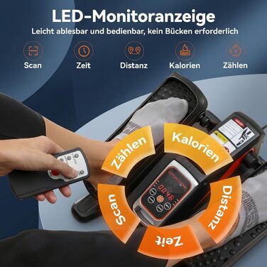 Еліптичний тренажер SPORTNOW Mini для дому: електричний кростренажер під стіл з LED-дисплеєм, 12 швидкостей, пульт, тихий, портативний, для літніх людей та офісу