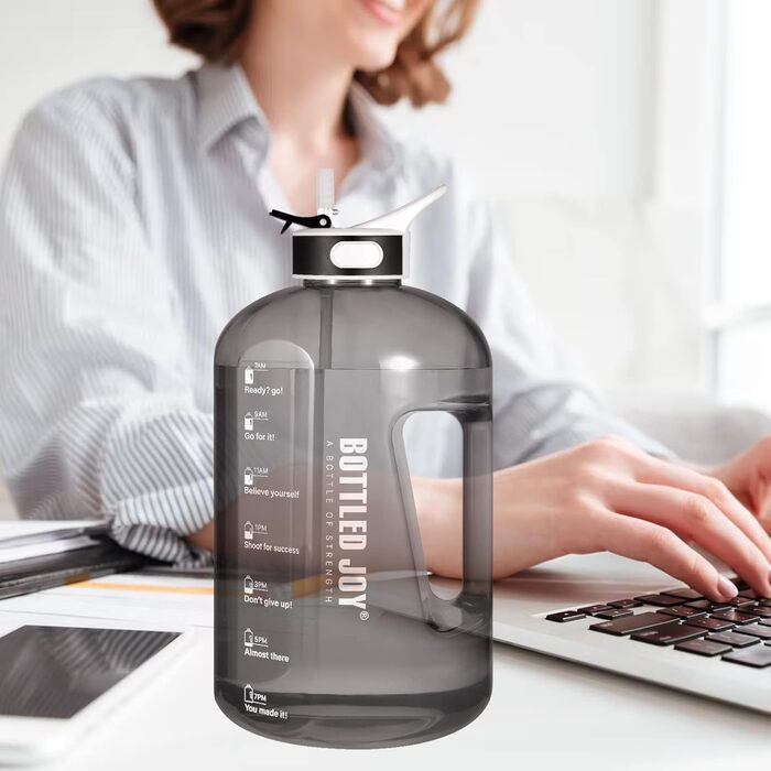 Пляшка для води Acxilexy 2,5 л з трубочкою, BPA-Free, пластикова, з таймерами, для спорту, офісу, дому, герметична
