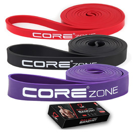 Резинки для фітнесу та йоги Resistance Band: еспандери для сідниць, ніг, схуднення, пілатесу, кросфіту, реабілітації. Мультипак (червоний, чорний, фіолетовий)