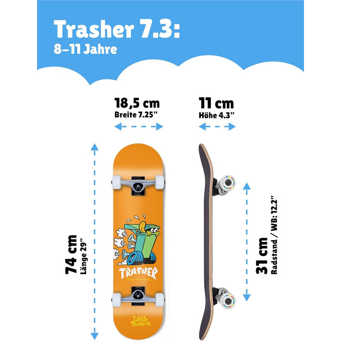Скейтборд дитячий TheTrasher 7-шаровий клен, ABEC-5, для початківців 3-11 років